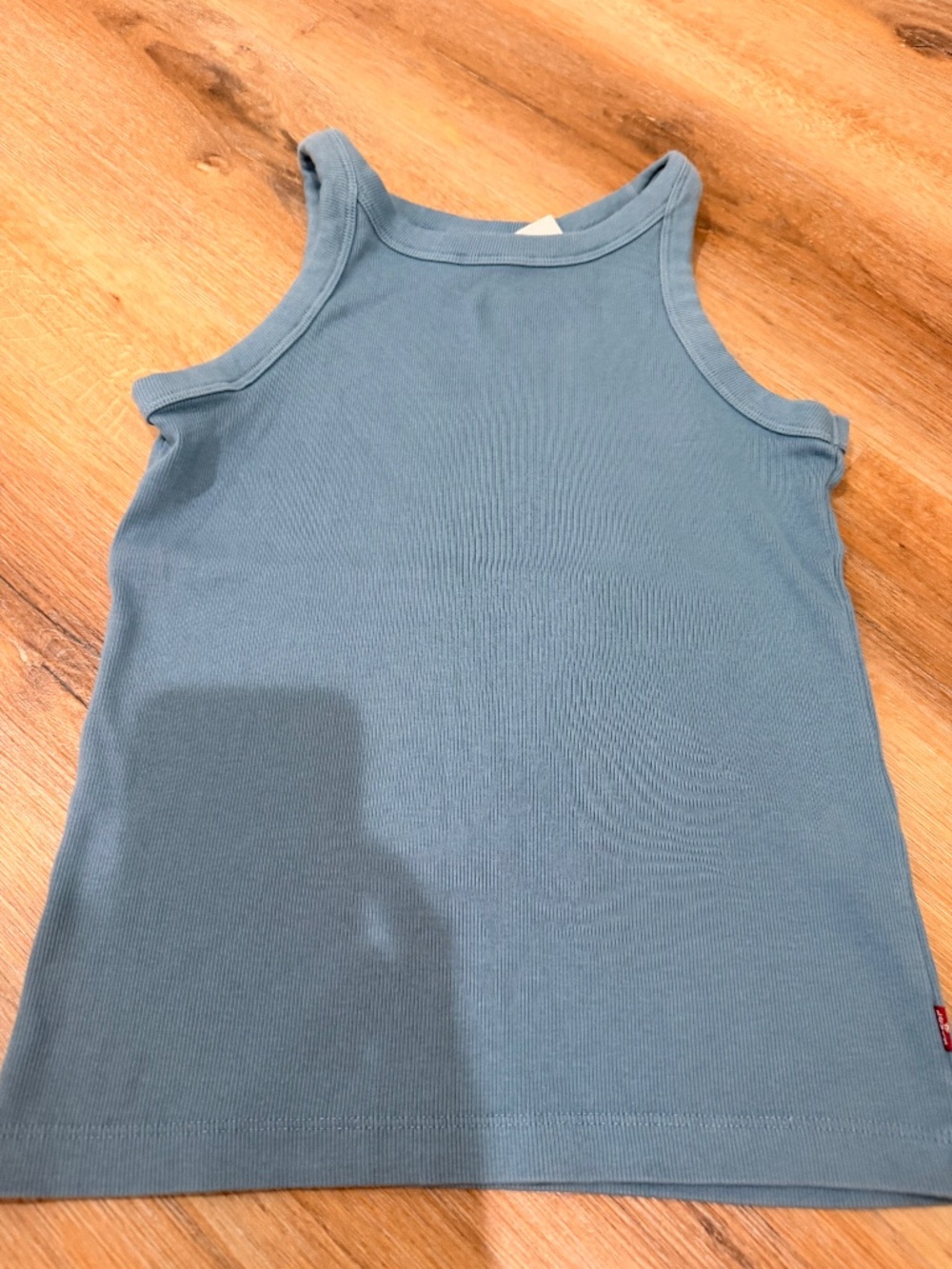 Levi's Dusty Slate Blue High Neck Ribbed Tank Top-Size Small